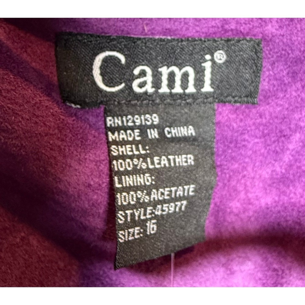 Cami Purple Suede Leather Jacket NWT Size 16 – Bold 100%‎ Genuine Leather Coat - Picture 6 of 6